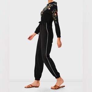 Black Floral Embroidered Jumpsuit